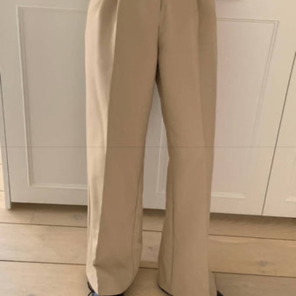 Beige Wide leg Pants Casual ladies office wear - Picture 3 of 5